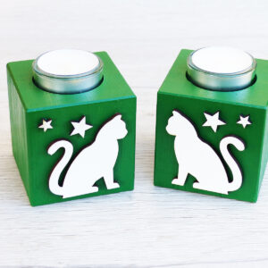 Kočičí svícen hvězdičky - zelený DUO