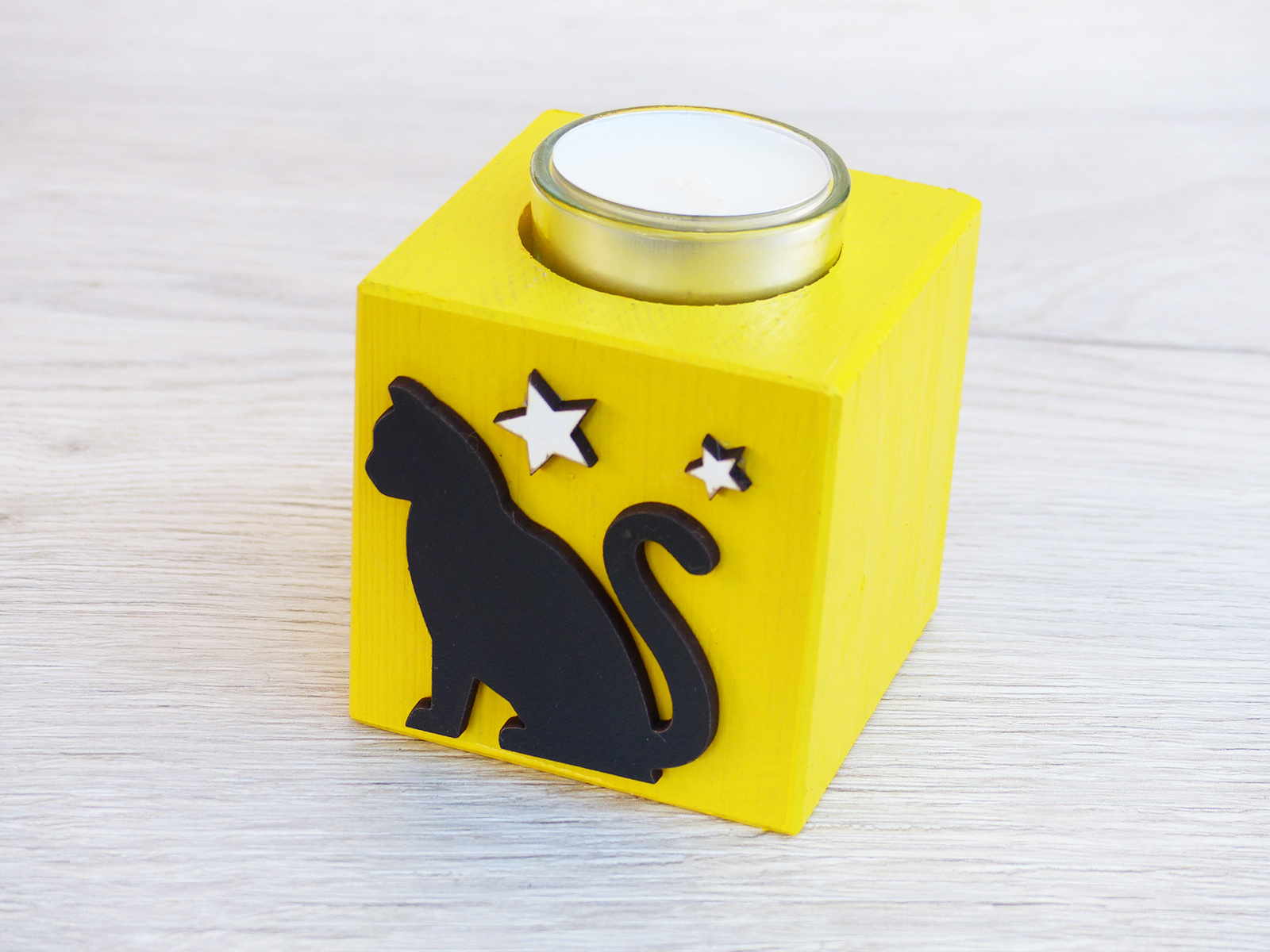 Kočičí svícen hvězdičky - žlutý