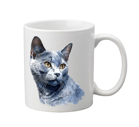 hrneček Ruskou modrou kočkou